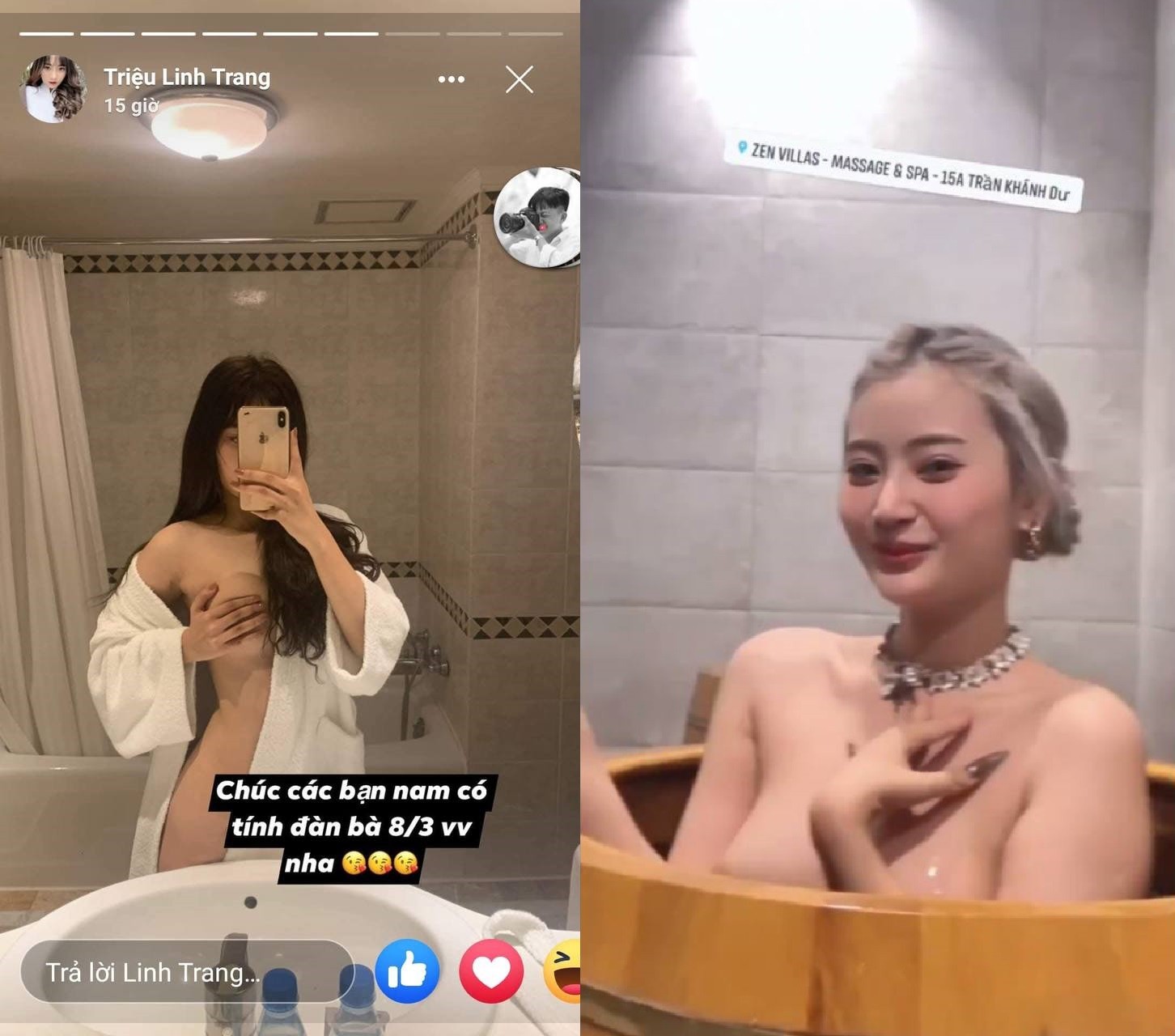 Clip nóng mới Triệu Linh Trang phục vụ khách