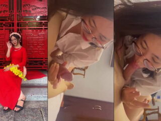 Em teen kính cận với bộ đồ công sở lần nào anh cũng quay mặt em